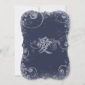 Navy Metallic Silver Kanji Love Swirl Kaart (Achterkant)