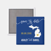 Navy Michigan Wedding Save the Date Map Magneet (Voorkant / Achterkant)