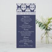 Navy/Midnight - Damask Menu Kaarten (Staand voorkant)