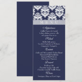 Navy/Midnight - Damask Menu Kaarten (Voorkant / Achterkant)