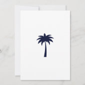 Navy Minimalist Palm Tree Coastal Wedding Kaart (Achterkant)