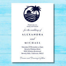 Navy Minimalist Palm Tree Coastal Wedding