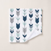 Navy, Mint en Grey Fletching Arrow Bad Handdoek (Wasdoekje)