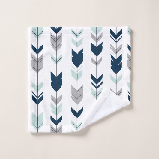 Navy, Mint en Grey Fletching Arrow Bad Handdoek (Wasdoekje)