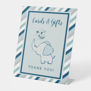 Navy Mint Green Elephant Baby shower Kaarten & Ges Reclamebord Met Voetstuk
