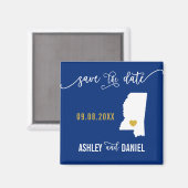 Navy Mississippi Wedding Save the Date Map Magneet (Voorkant / Achterkant)