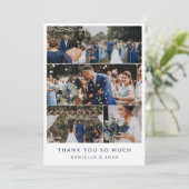 Navy Modern Clean Wedding Photo Collage Hartelijk Bedankkaart (Staand voorkant)