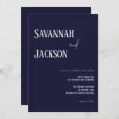 Navy Modern Elegant Wedding Invitation (Devant / Derrière)
