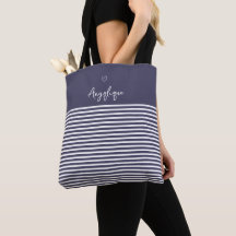 Navy Modern Heart en Stripes Monongram