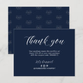 Navy Modern Lettering Business Package Dank u Bedankkaart (Voorkant / Achterkant)