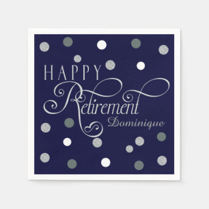 Navy Modern Retirement Party, Custom Napkins Servet