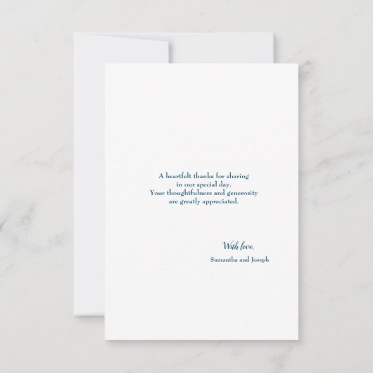 Navy Modern Wedding Script Foto collage Hartelijk  Bedankkaart (Achterkant)