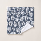 Navy Modern White Beach koraalriffen Bad Handdoek (Wasdoekje)
