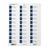 Navy Monogram en Aangepaste naam - Retouradres Etiket (Full Sheet)