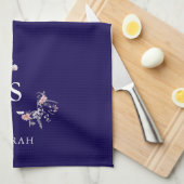 Navy Monogram Initiaal Modern Mom Theegerecht Theedoek (Quarter Fold)