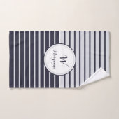 Navy Monogram Stripes Bad Handdoek (Handdoek)