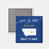 Navy Montana Wedding Save the Date Map Magneet (Voorkant / Achterkant)