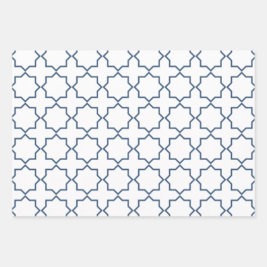 Navy Moroccan Arabesque Pattern Inpakpapier Vel (Voorkant)
