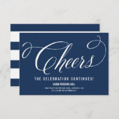 Navy Mr. en Mrs Elegant Script Reception Kaart (Voorkant / Achterkant)