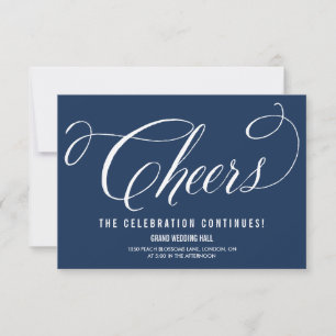 Navy Mr. en Mrs Elegant Script Reception Kaart