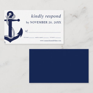 Navy Nautical Anchor RSVP Wedding Enclosure Card Informatiekaartje