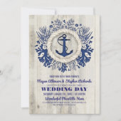Navy Nautical Anker Rustiek Strand Bruiloft Kaart (Voorkant)