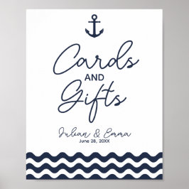 Navy Nautical bruiloft cards & Gift print