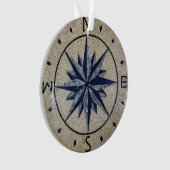 Navy Nautical Compass Noordoost-westmarmer Ornament (voorkant)