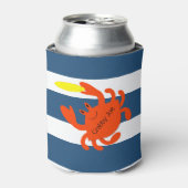 Navy Nautical Crab gepersonaliseerd Blikjeskoeler (Blikje Voorkant)