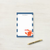 Navy Nautical Frisbee Crab gepersonaliseerd Post-it® Notes (Op bureau)