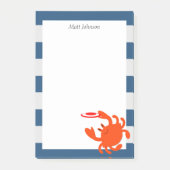 Navy Nautical Frisbee Crab gepersonaliseerd Post-it® Notes (Voorkant)