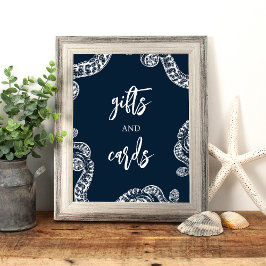 Navy Nautical Octopus Cadeaus en Kaart Trouwbord Foto Afdruk