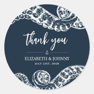 Navy Nautical Octopus Favor Cadeau Stickers