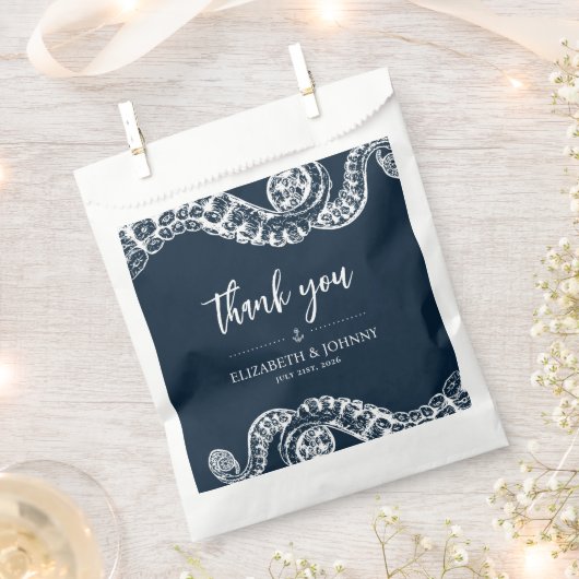 Navy Nautical Octopus Wedding Bedankzakje (Geknipt)