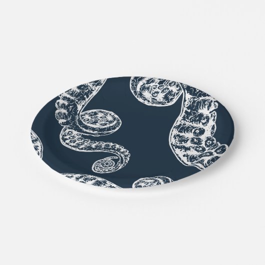 Navy Nautical Octopus White Tentacles Paper Bord (Gekanteld)