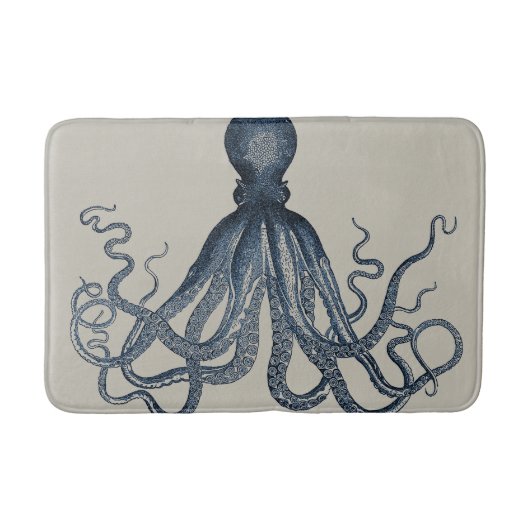 Navy Nautical Steampunk Octopus  Kraken Badmat (Voorkant)