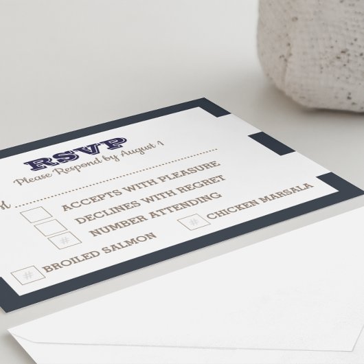 Navy Nautical Stripe RSVP-kaart RSVP Kaartje