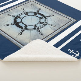 Navy Nautical Thed Sherpa Sherpa Blanket Deken