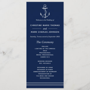 Navy Nautical White Anker Bruiloft Programma