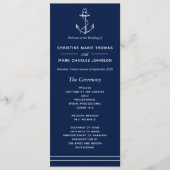 Navy Nautical White Anker Bruiloft Programma (Voorkant)