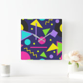 Navy Neon Abstracte Square Wall klok (Huis)