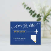 Navy Nevada Wedding Save the Date Map Briefkaart (Staand voorkant)