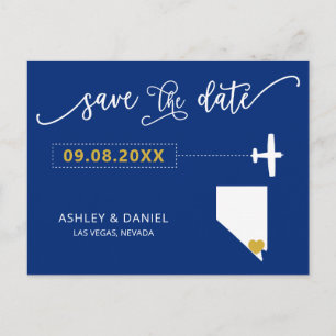 Navy Nevada Wedding Save the Date Map Briefkaart
