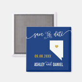 Navy Nevada Wedding Save the Date Map Magneet (Voorkant / Achterkant)