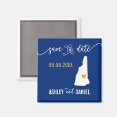 Navy New Hampshire Wedding Save the Date Map Magneet (Voorkant / Achterkant)