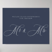 Navy Newly Weds Script Simple Mr en Mrs. Poster (Voorkant)