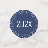 Navy Nieuwjaar Cheer Silver Glitter Script Confett Confetti (Kleine voorkant)