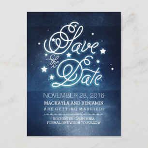 Navy Night Stars Rustic Save the Date Aankondigingskaart