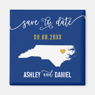 Navy North Carolina Wedding Save the Date Map Magneet