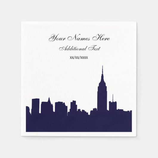 Navy NYC Skyline Silhouette, ESB Servetten (Voorkant)
